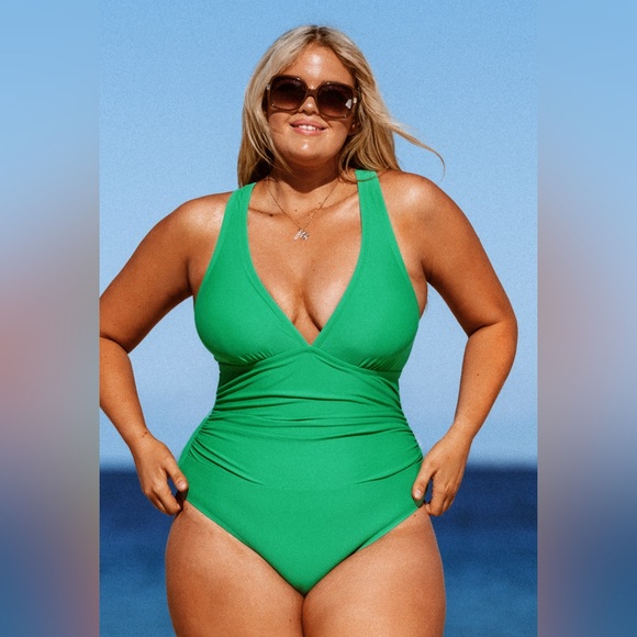 CUPSHE Desserts and Daiquiris Shirred Tummy Control One Piece Swimsuit Size 1X - Picture 1 of 4